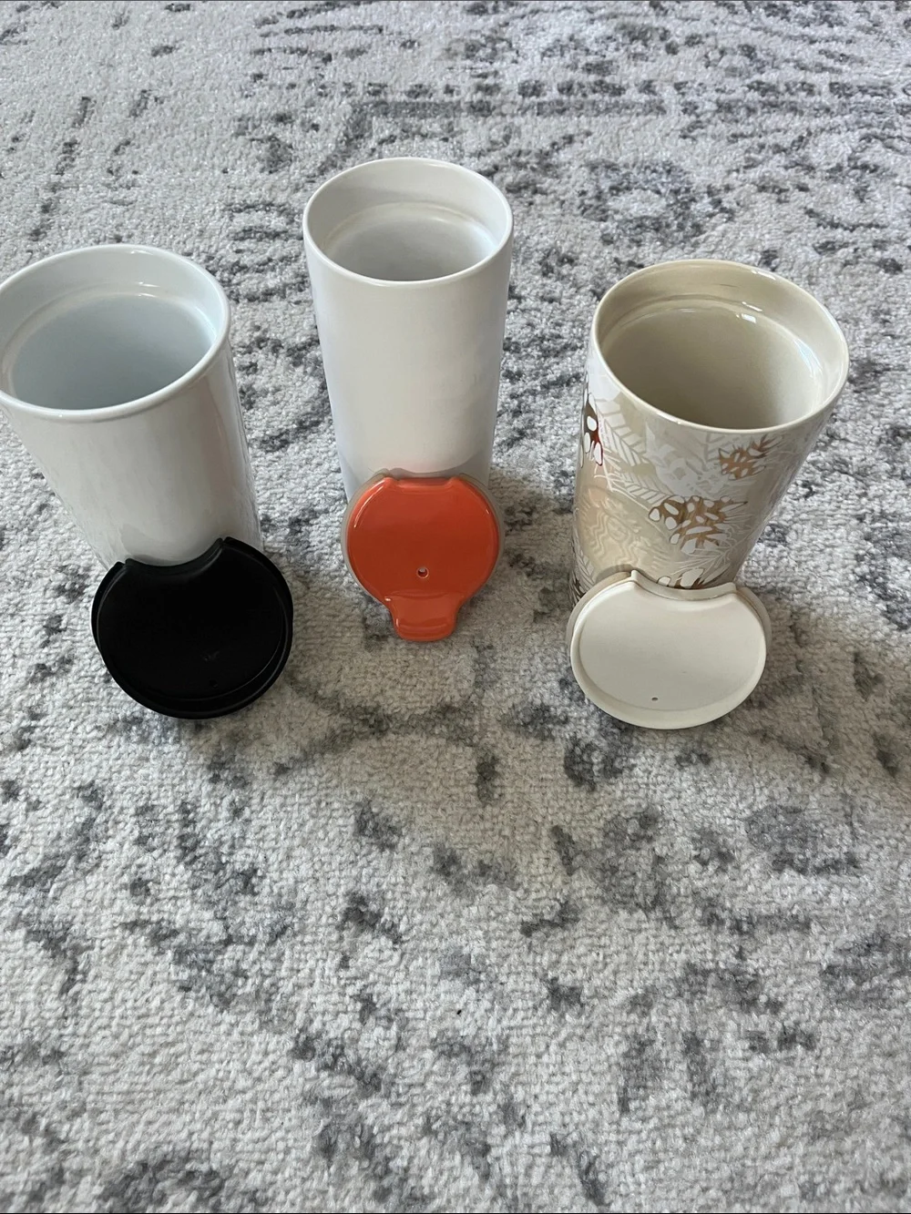 Three Starbucks Ceramic Travel Tumblers, 10 oz